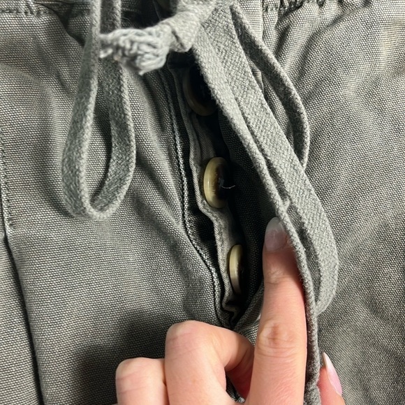 Free People Margate Pleated High Waist Paper Bag Boho Trouser Sugar Kelp Green - Picture 3 of 16